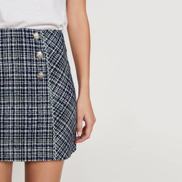 NWT Veronica Beard navy blue plaid mini skirt, 8 - Picture 11 of 16